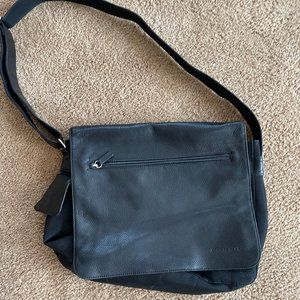 Fossil Black Leather Messenger Organizer Crossbody Bag